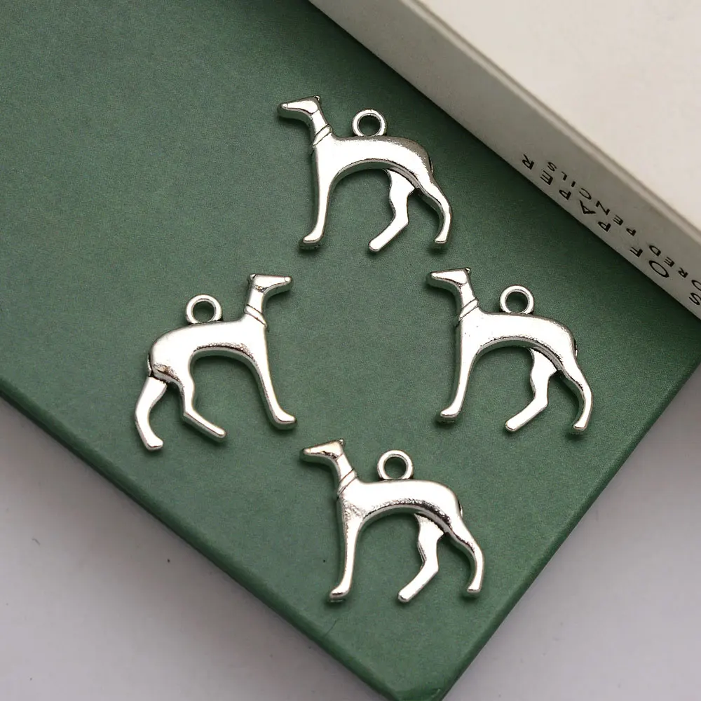 15pcs/lot--18x20mm Antique Silver Plated Greyhound Whippet Hound Dog Charms Puppy Pendant For Diy Jewelry Making Craft Materials