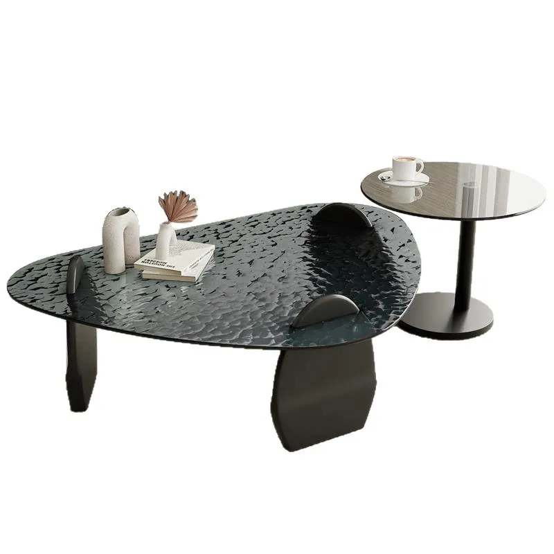 

Minimalist, tempered, glass, water ripple, household, coffee table, light luxury, modern, simple, living room