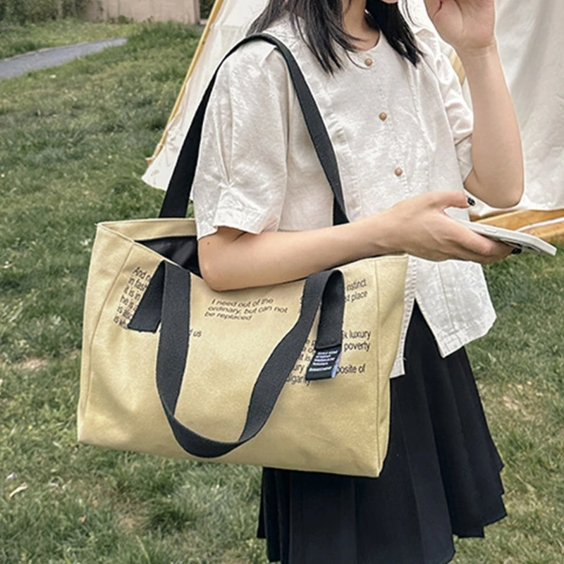 ความจุขนาดใหญ่ Tote กระเป๋าผู้หญิงกระเป๋าถือ Simple Top Handle กระเป๋า Lady ผ้าใบกระเป๋า Casual หญิงใหญ่กระเป๋านักช้อป E74B