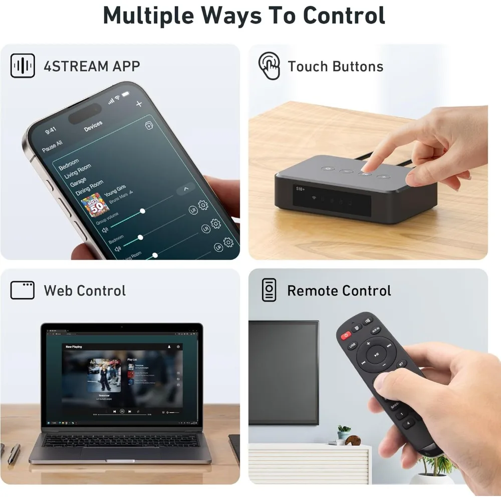 

Аудиоприемник с доставкой из США, мультирум-стерео стример с выходом SPDIF, Wi-Fi, Bluetooth для Spotify Music, Tidal HD