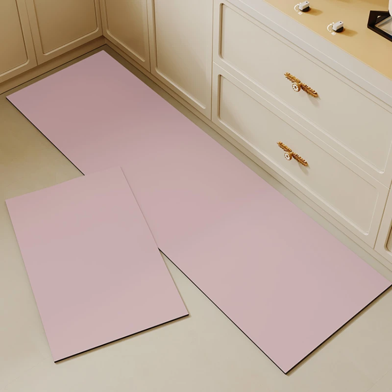 

Solid Color Kitchen Carpet Minimalist PVC Floor Mat Without Pattern Set Rug Long Strip Absorbent Mat Anti-scratch Anti-slip Mats