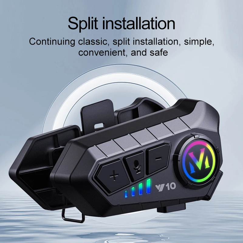 2PCS Y10 2x  Helmet BT 5.3 For 2 Riders Intercommunicator 300M Waterproof Music SharinMotorcycle Intercom Headsetg Interphone