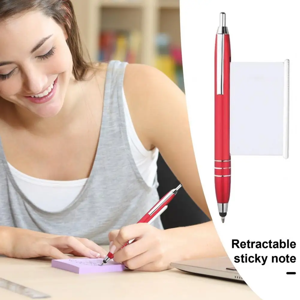 Pencil Writing Pen Metal Ballpoint Pen with Retractable Memo Sheet Durable Construction for Smooth Writing Clip Fixing Push Pull