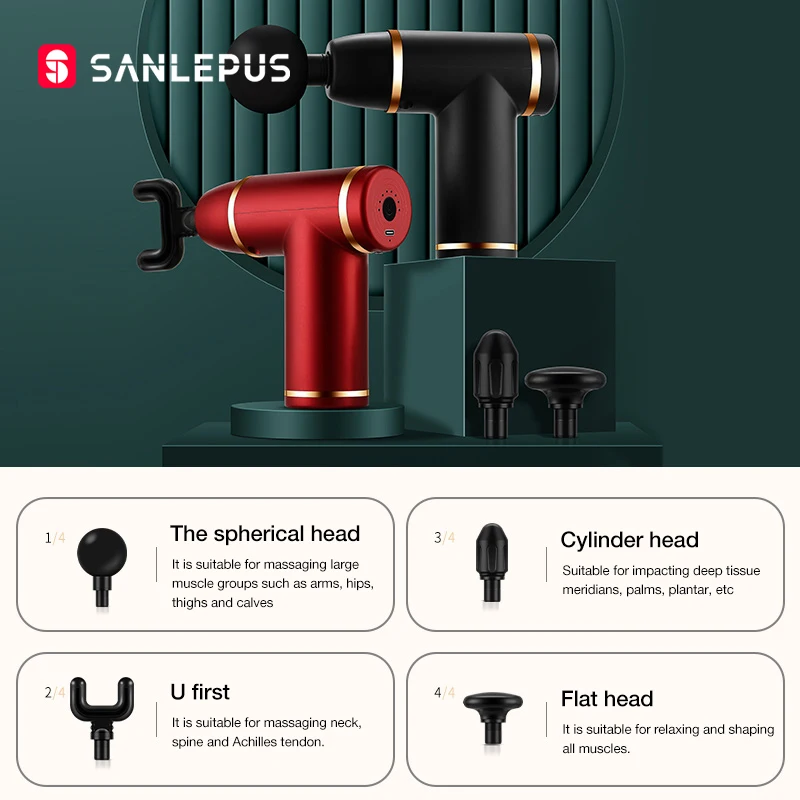 SANLEPUS المهنية تدليك بندقية جهاز مساج كهربائي عميق العضلات الرقبة الظهر مدلك لتخفيف الآلام الجسم الاسترخاء اللياقة البدنية