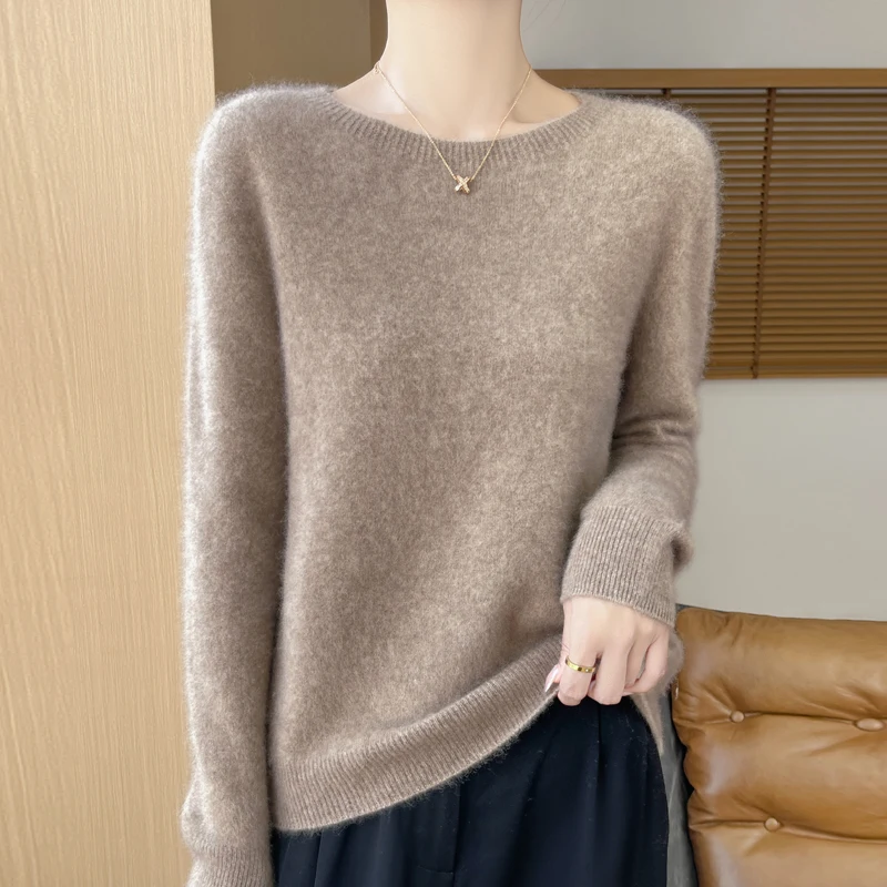 Spring Autumn New Cashmere Sweater Women\'s Clothing 100% Merino Wool Tops Round Neck Knitted Pullover Basic Style Versatile