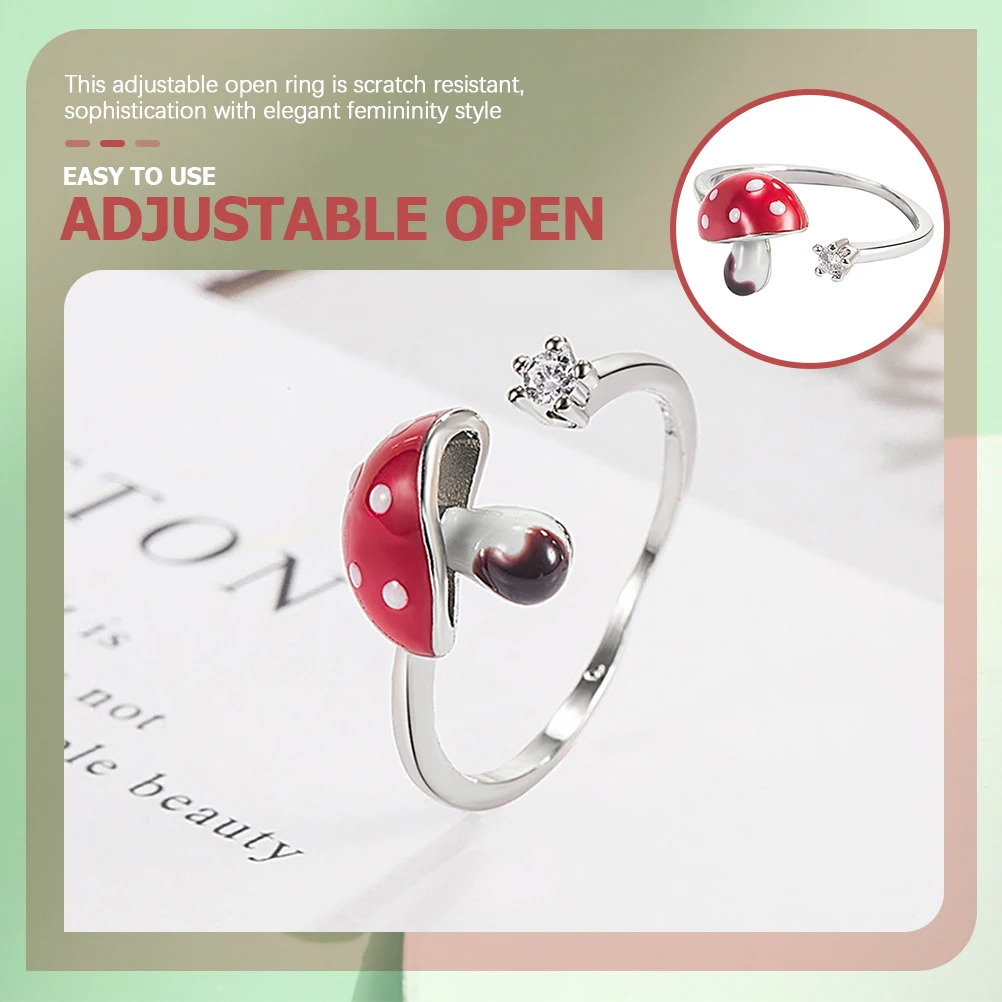 

Mushroom Charm Open Women Aesthetic Jewelry Alloy Adjustable Ring Scratch Resistant Elegant Style Daily Holiday Prom