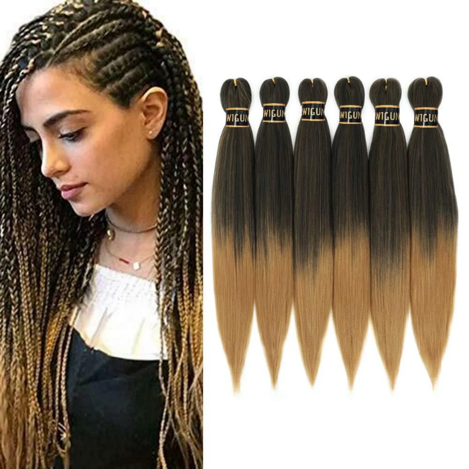 Extensions de cheveux tressés pré-étirés, cheveux au crochet, cheveux synthétiques Yaki doux pour tressage, confortable sans démangeaisons, 26 po