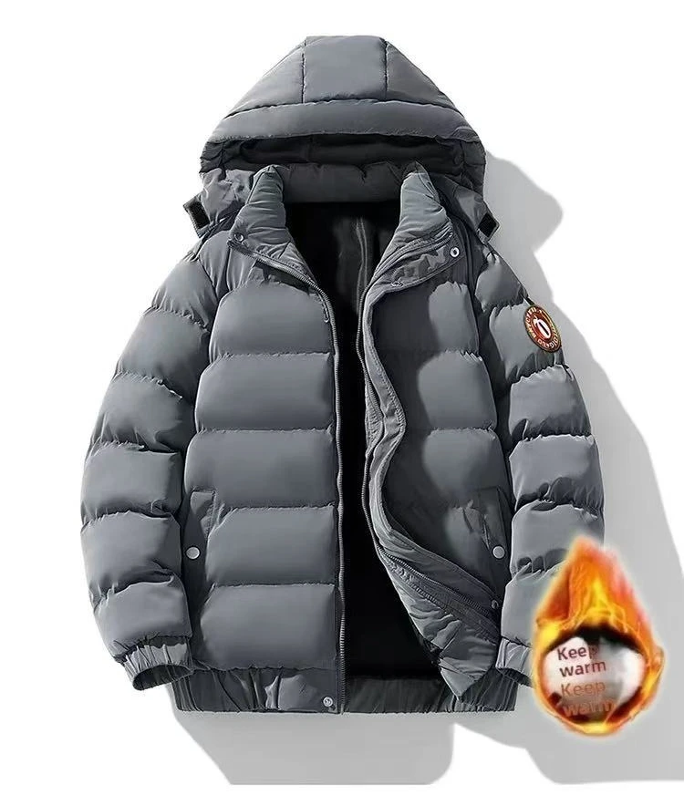 

2025 Winter Man Down Jacket Simple Solid Color Stand Collar Male Hooded Coat Thicken Cold-proof Loose Comfortable Men Outerwear