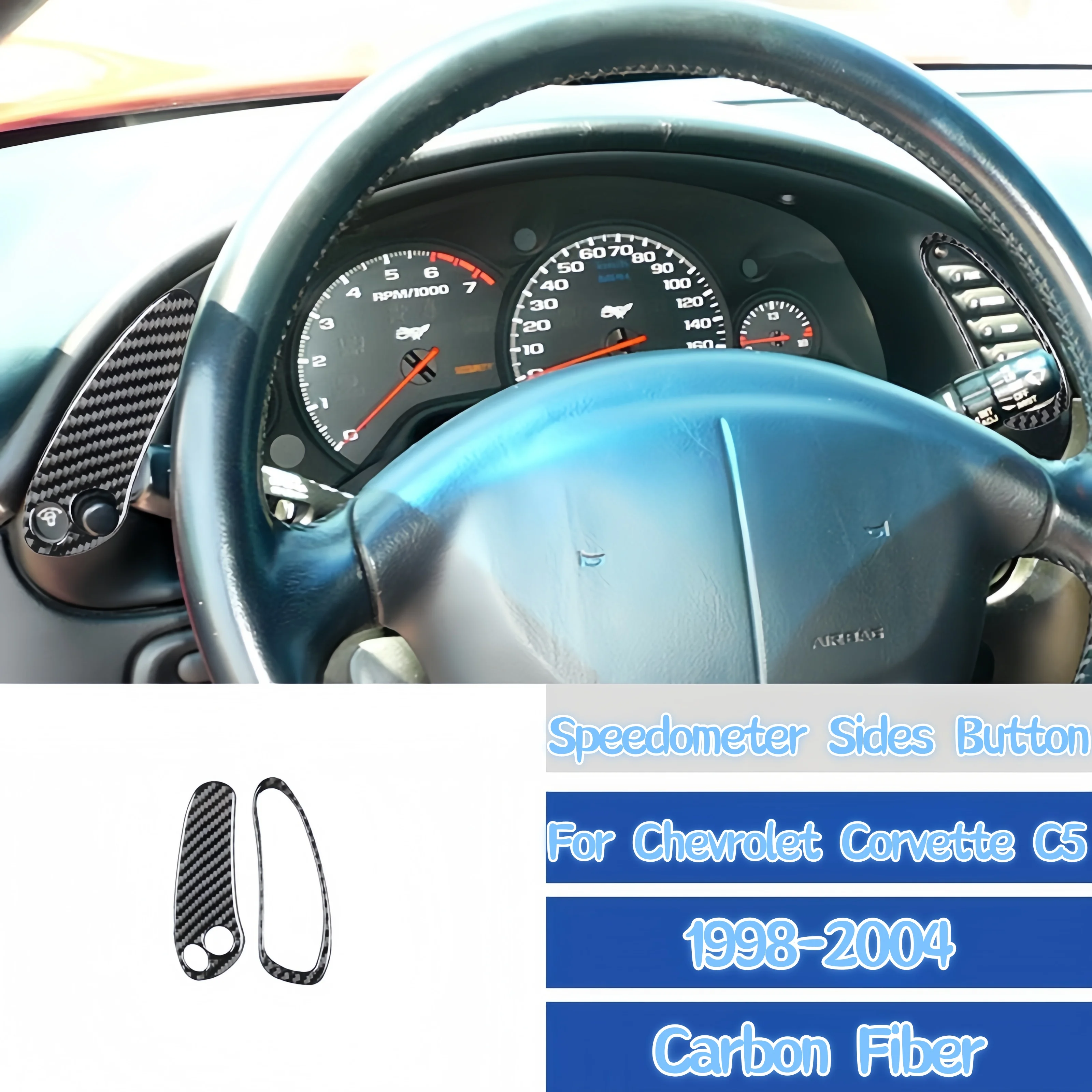 

For Chevrolet Corvette C5 1998-2004 Accessories Carbon Fiber Interior Car Speedometer Both Sides Button Trim Cover Decor Sticker