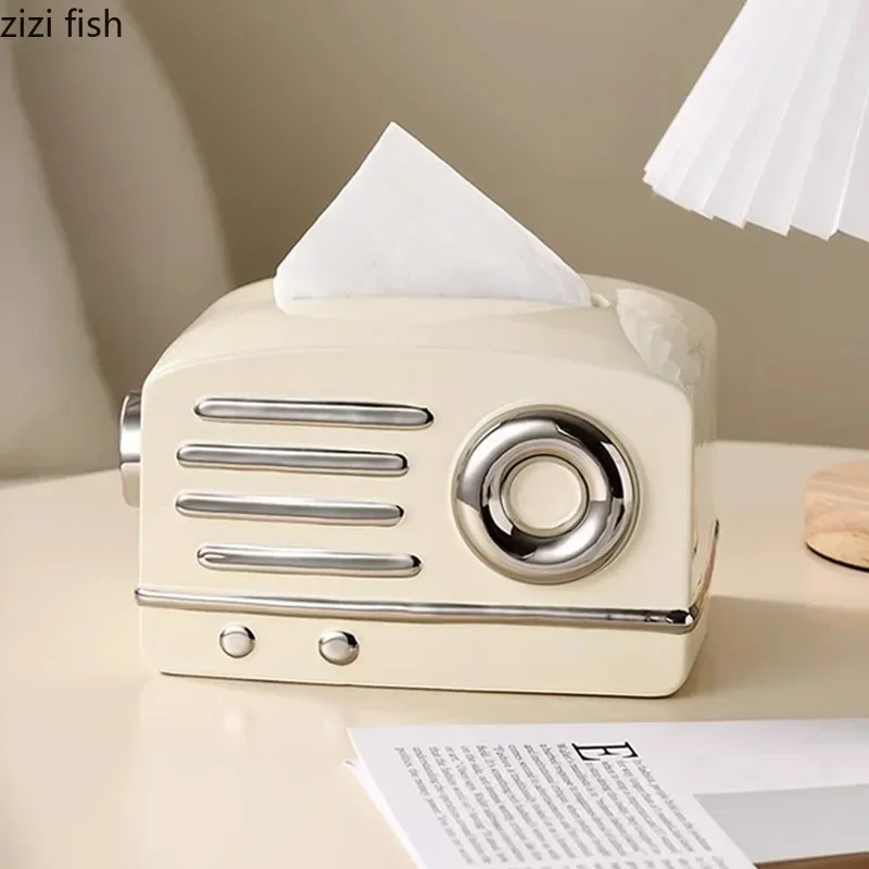 Radio Shape Ceramic Tissue Box Paper Towel Holder Napkin Paper Box Removable Tissue Box Tissue Storage Container Household Items
