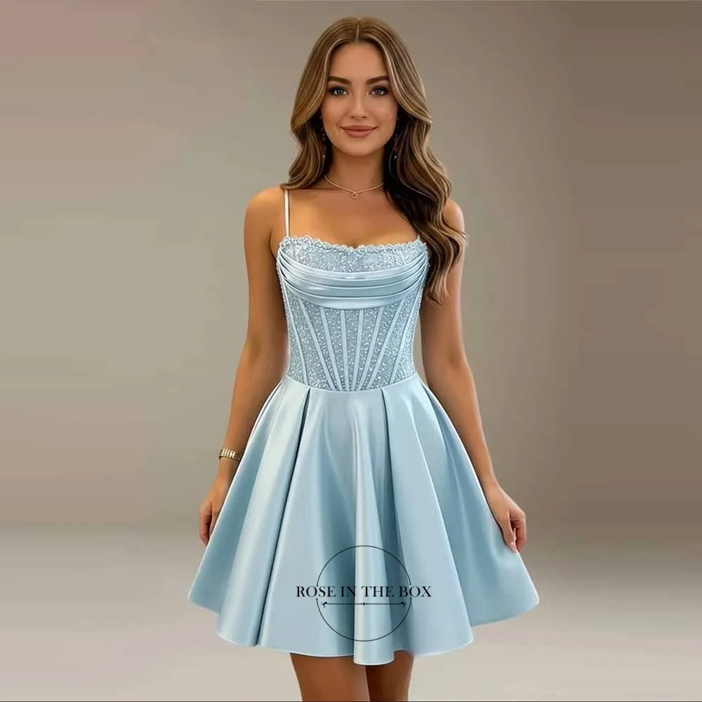 ROSEINBOX Sparkly Sequin Satin Homecoming Dresses 2026 A Line Party Dress Short Cocktail Party Gowns Birthday Customized