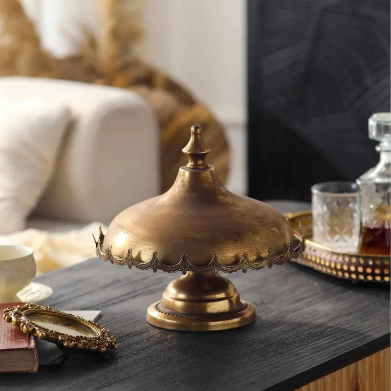 for French Light Luxury Antique Wrought Iron Metal Tray Photography Ornament Props Homestay Hotel Interior Decoration