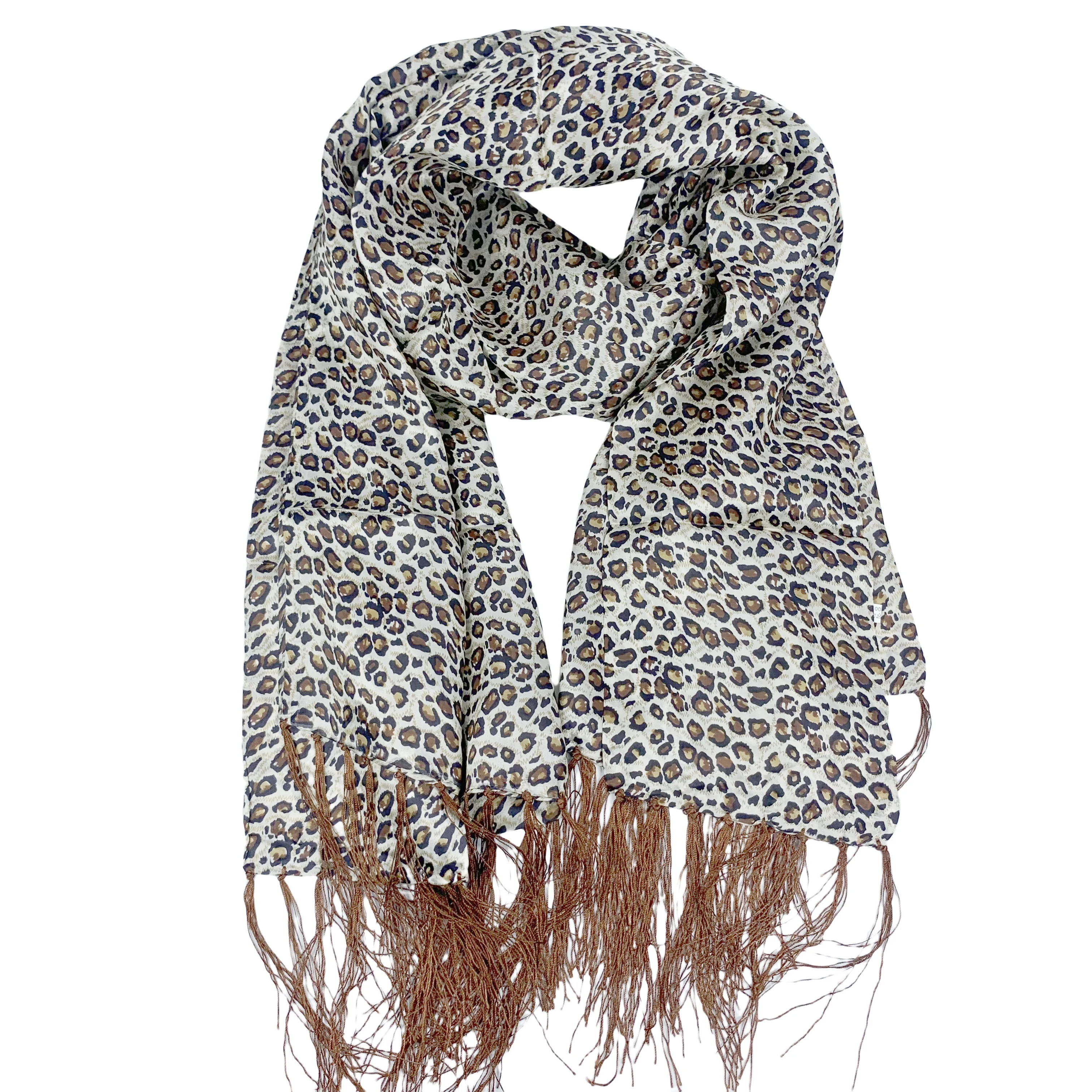 100%  pure silk scarf  scarves  brand new fashion scarves 65Cm*185Cm tassels edging animal print leopard print