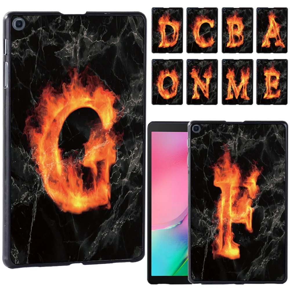 

Tablet Case for Samsung Galaxy A7 Lite T220 8.7" Tab S4 S6 S5e S6 Lite S7 A 8.0 A7 10.4 T500 Cover with Fire Initial 26 Letters