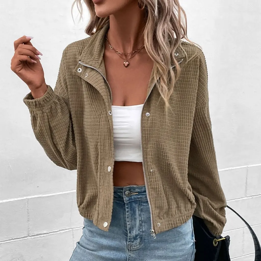 

Women's Corduroy Stand Collar Jacket Autumn Winter New Style Short European American Fashion for Women