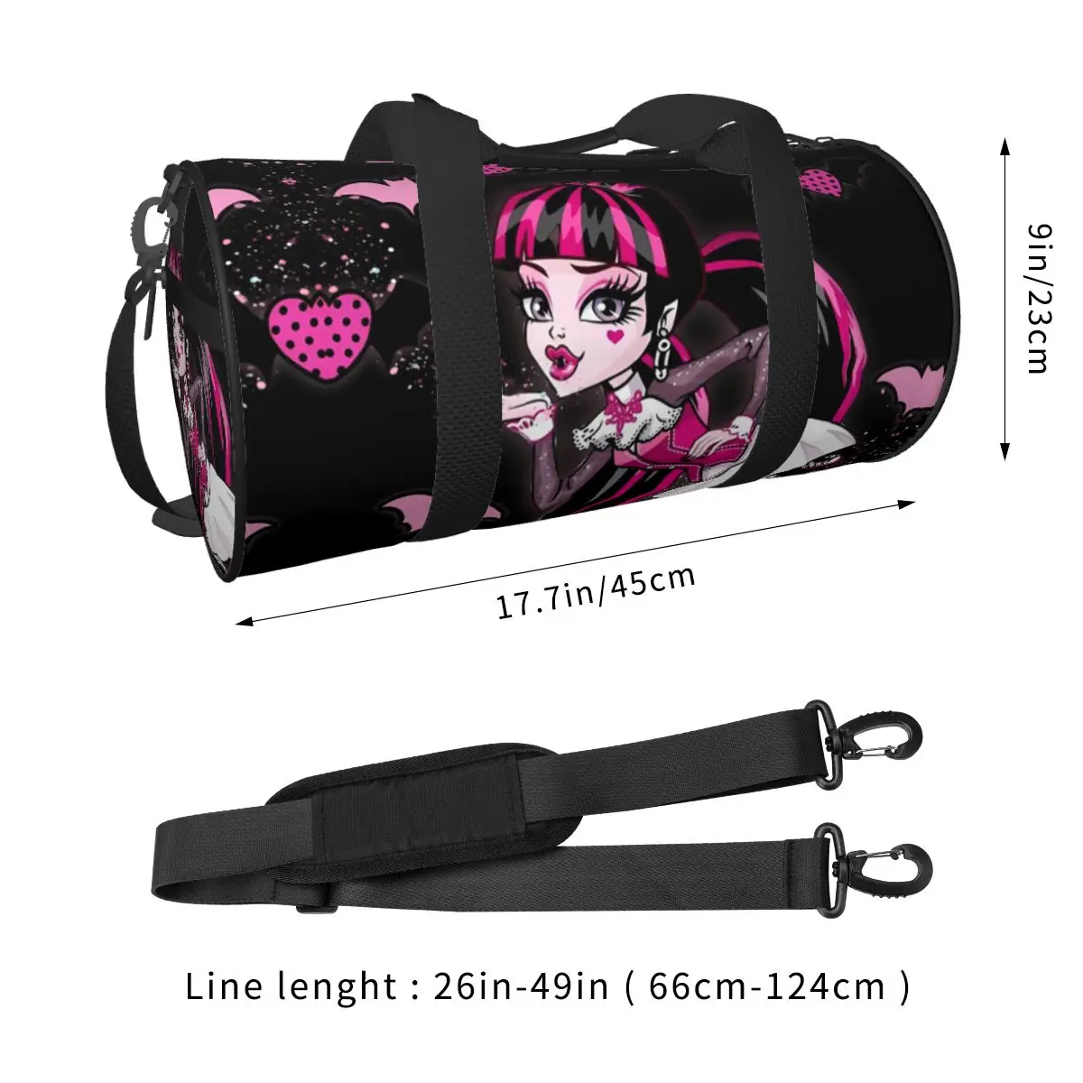 Draculaura Cartoon portátil Gym Bag para homens e mulheres, bolsa de viagem, Fitness Bag, alta, monstro, acessórios esportivos, novidade