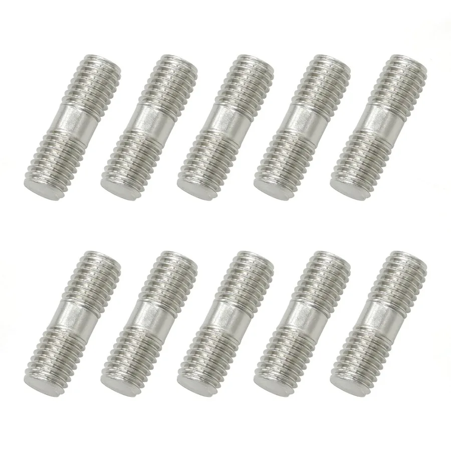 10 قطع M10 304 الفولاذ المقاوم للصدأ نهاية مزدوجة الخيوط ترصيع مسامير البراغي M10x30mm #1