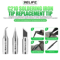 RELIFE RL-C210 (I/IS/K) Universal C210 Soldering Iron Tip Replacement Head Replacement Repair Soldering Station Welding JBC