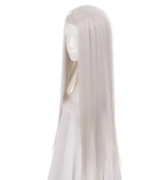 100cm Silver Grey Long Straight Synthetic Hair  Cosplay Wig Heat Resistance Fiber