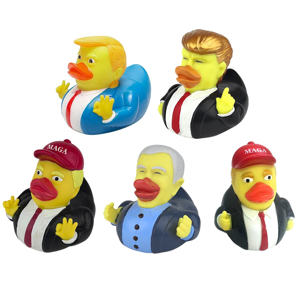 Novelty Trump Rubber Duck Squeak Bath Duck Trump Merchandise Bathtub Toys for Kids Gift Birthdays Baby Showers Bath Time