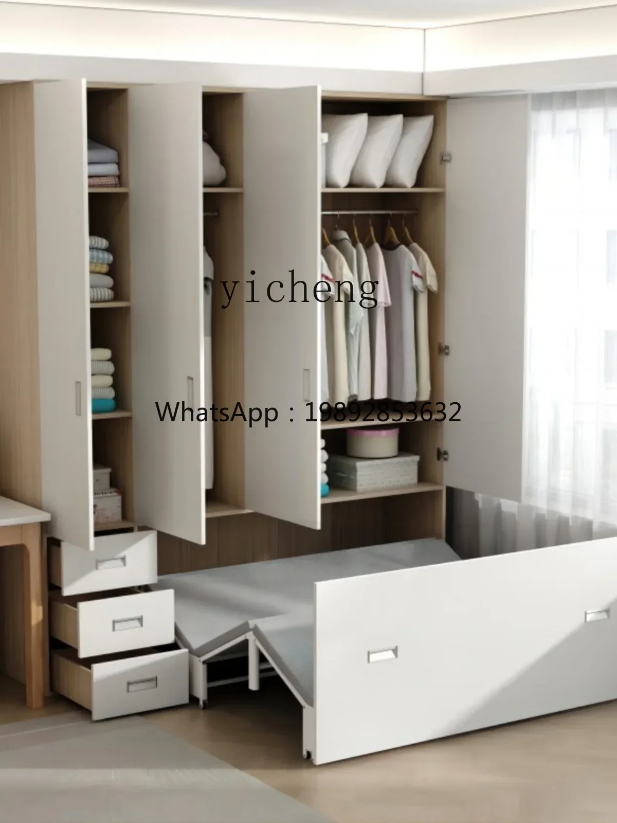 TQH invisible bed wardrobe integrated multi-functional combination balcony bedroom study one meter two folding bed