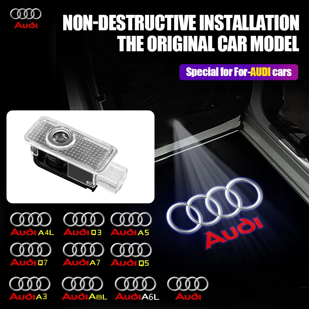 2 Pieces car accessories led lights welcome light For AUDI Sline RS Q5 Q7 A6L A8L A4L A3 A5 A7 Q3 Projector Shadow Ghost Lamp