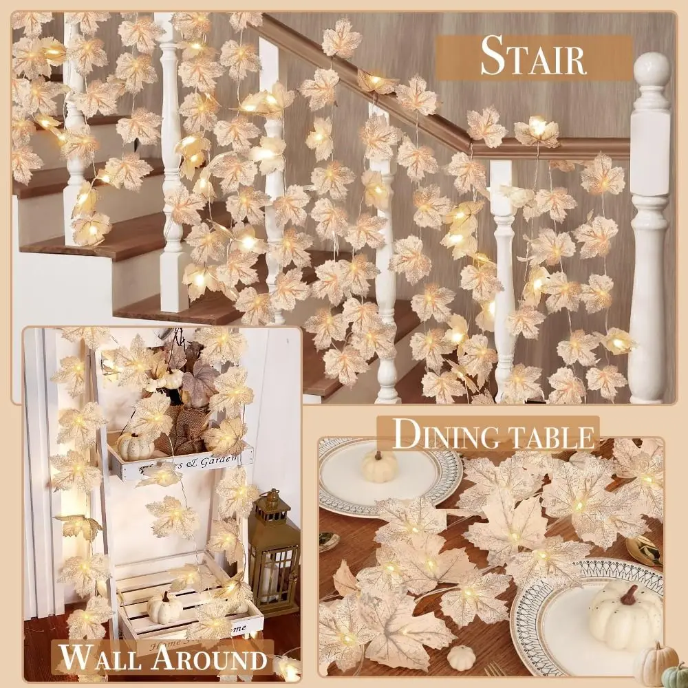 

Maple Leaf Design Maple Leaf LED String Lights Imitation Plant Waterproof Faux Fabric Garland Lifelike Plastic