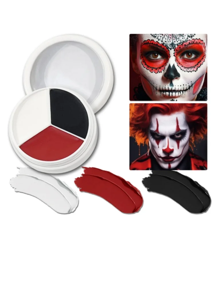 Palette de maquillage d'Halloween pour le visage et le corps, roue de maquillage, blanc, noir, rouge, modules de zombies étanches, cosplay, peinture qualifiée ale
