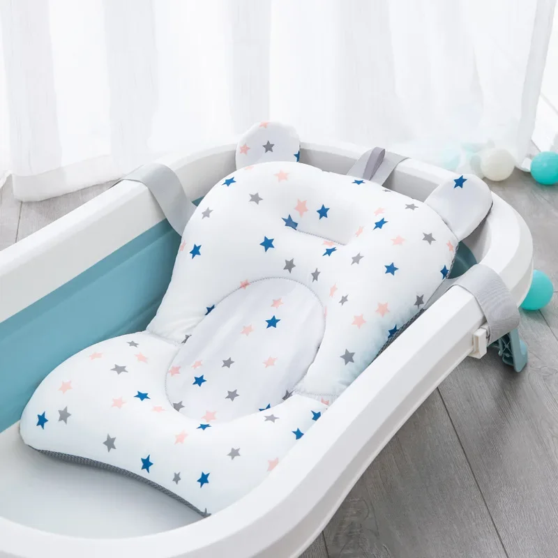 Baby Bath Seat Support Mat Foldable Baby Bath Tub Pad & Chair Newborn Bathtub Pillow Infant Anti-Slip Soft Comfort Body Cushion