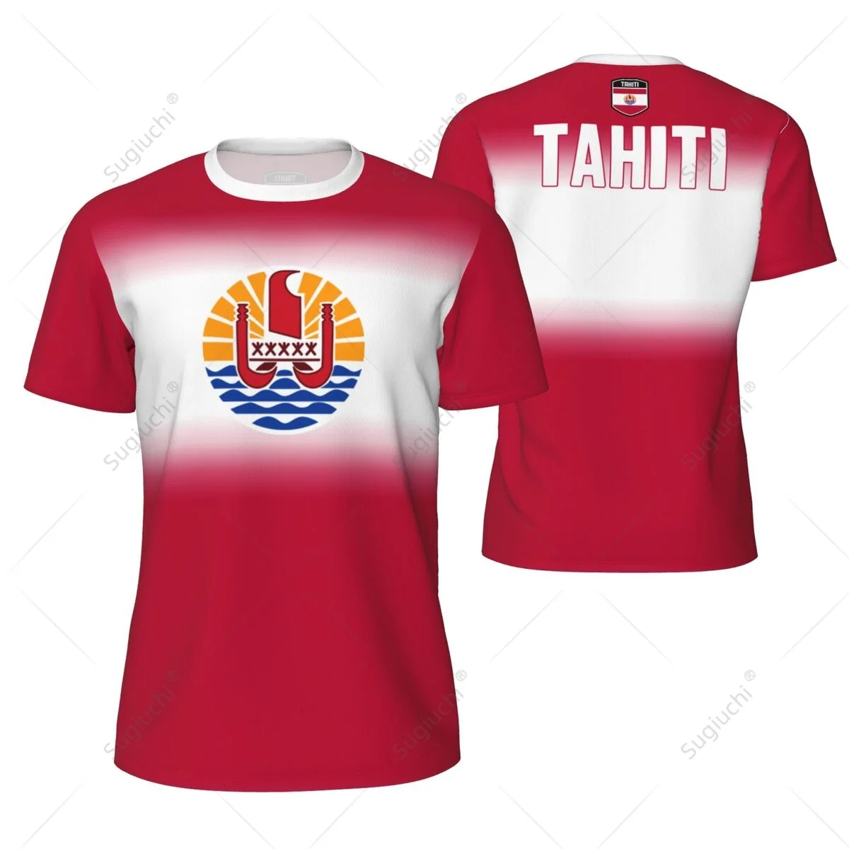 Sports Mesh T-shirt Tahiti Flag For Running Bike Soccer Tennis Football Fitness Tees 3D Printed Custom