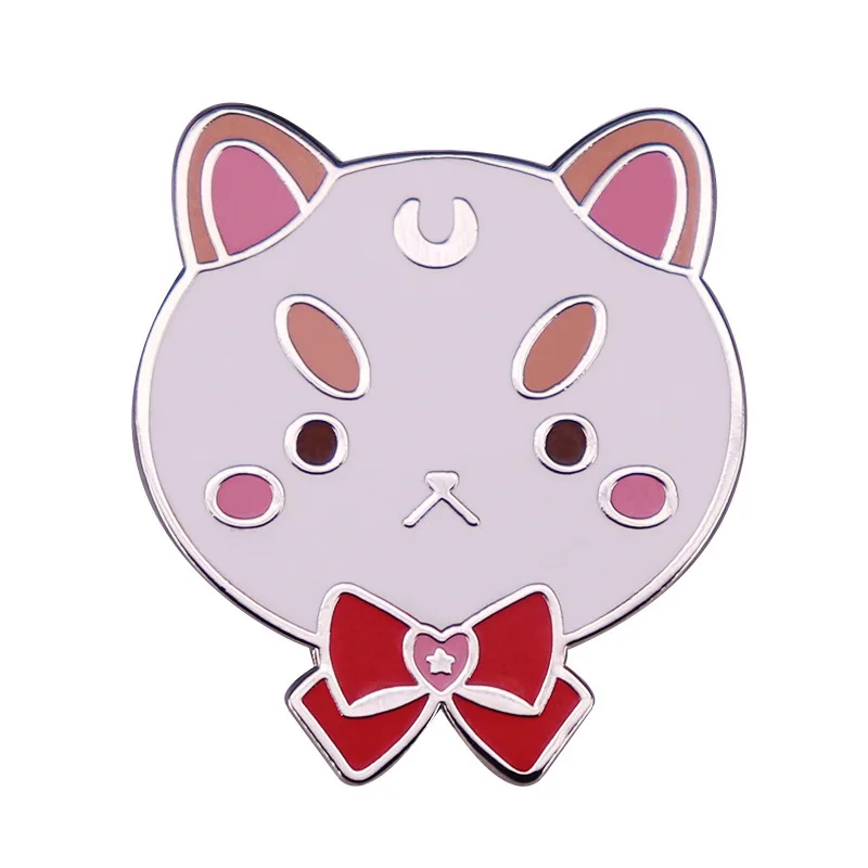 Gothic Fantasy Moon & Cute Puppy Cat Enamel Metal Brooch Cartoon Lapel Pin Backpack Clothes Decorative Jewelry Gift For Girls