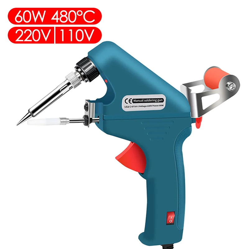 

60W Internal Heated Electric Soldering Iron Handheld Tin Dispensing Gun Automatic Tin Feeding Machine Soldering Gun Repair Tool