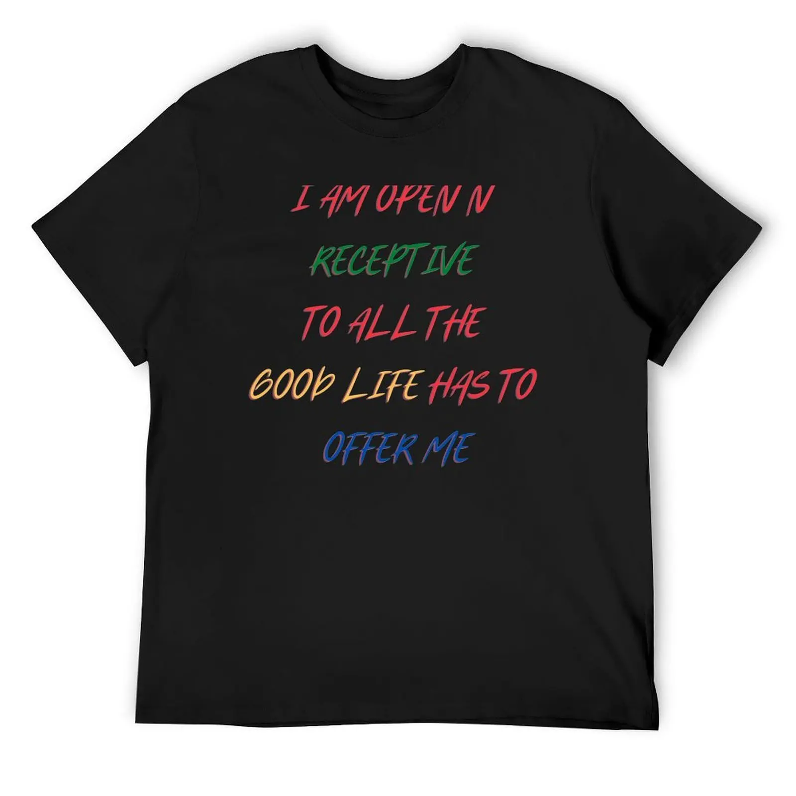 

Open And Receptive T-Shirt man clothes cotton graphic tees customizeds plus size clothes plain white t shirts men