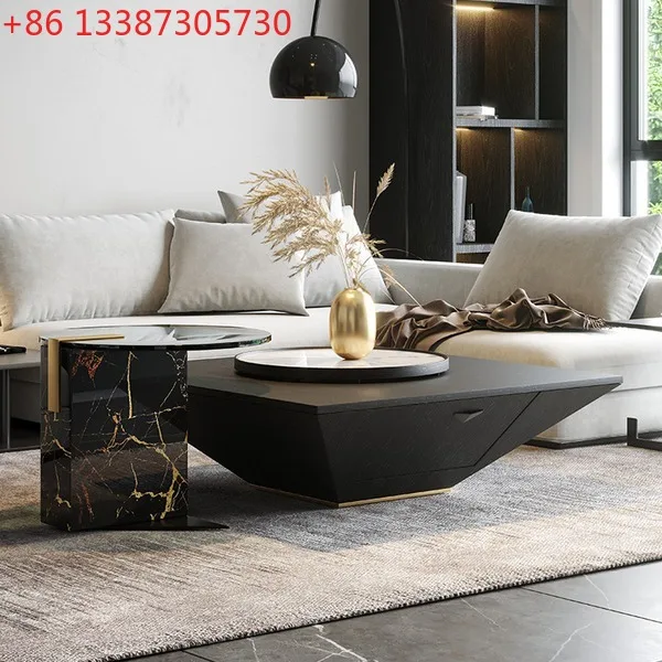 

Italian minimalist rock slab coffee table solid wood living room home creative tempered table