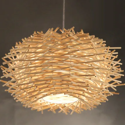 

Rattan man-made Nest Bird Cage Lamp Wood Pendant Lights AC 110/220V E27 30/40/50cm WitIncandescent Bulbs For Light Home Decor