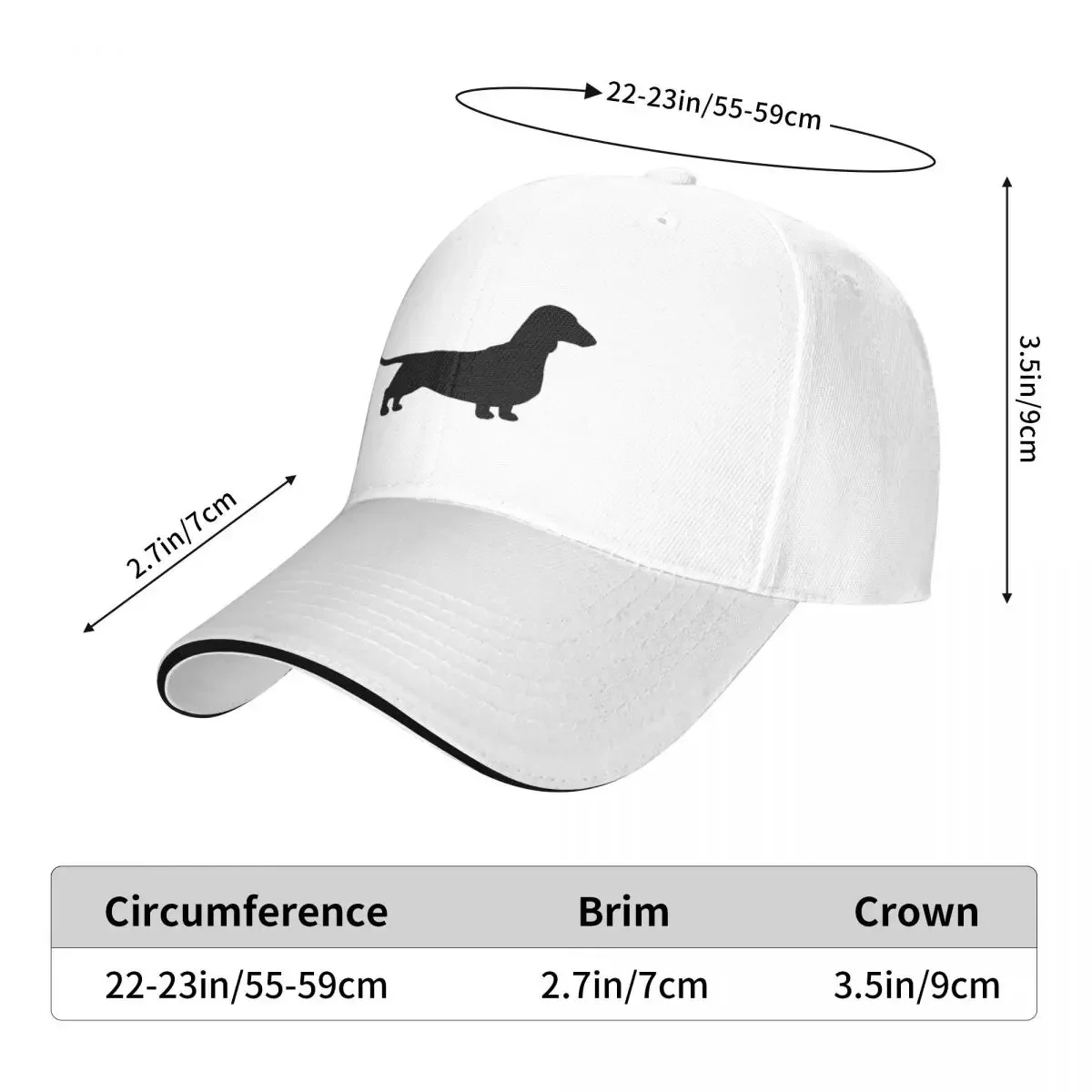 Dachshund Dog Silhouette(s) Smooth Coated Wiener Dog Cap Fashion Casual Baseball Caps Adjustable Hat Summer Unisex Baseball Hats