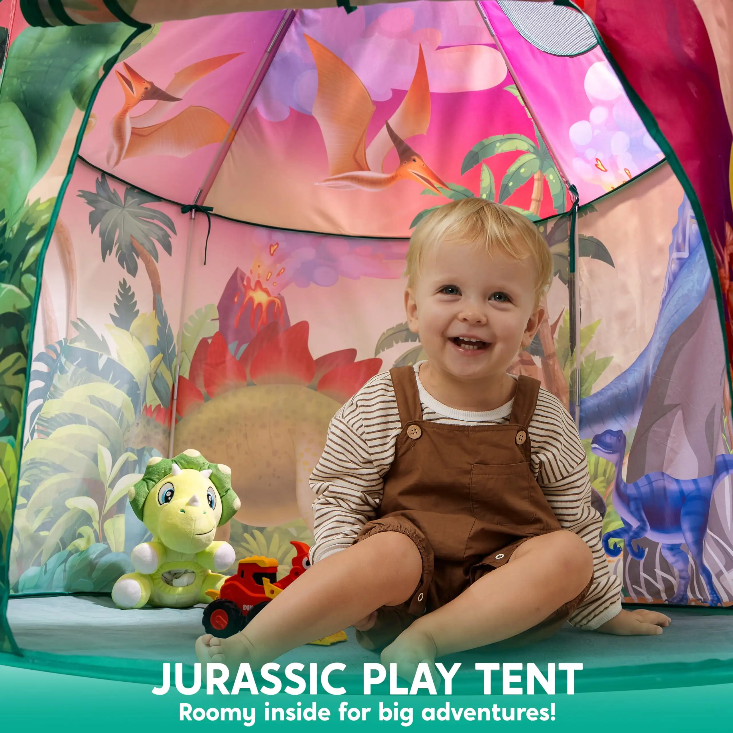 Joyfy dinosaure enfants jouer tente Pop Up Playhouse intérieur extérieur tente ensemble pour enfants en bas âge âgés de 3 5 6 8 anniversaire cadeau de noël