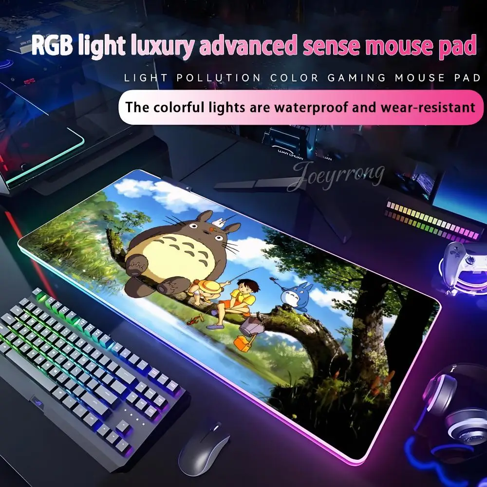 

Totoro Mouse Pad RGB Mouse Pad Extended Gaming Keyboard Seven Colors LED Mats Large 1000x500mm XXL Gamer