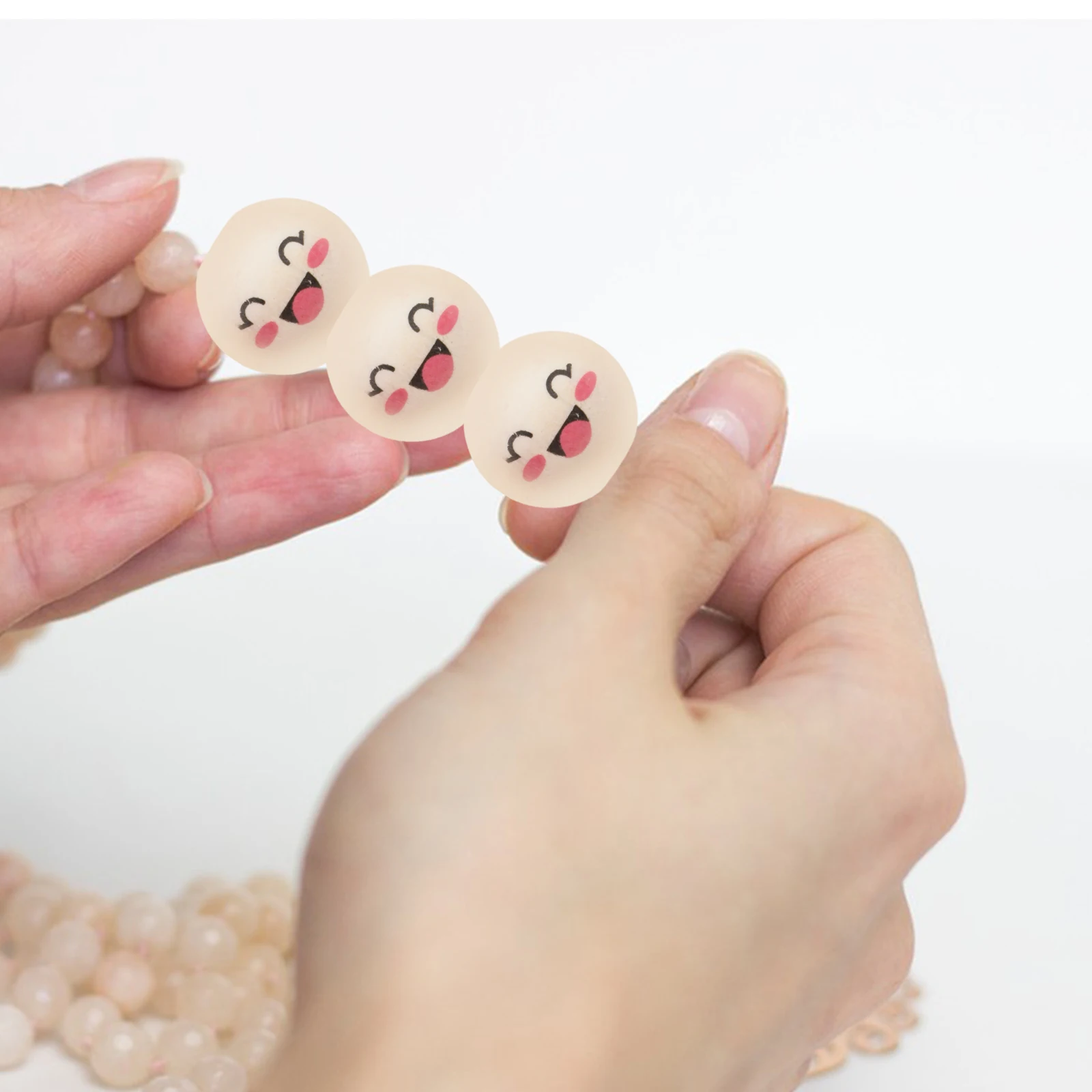 

50 Pcs Smile Face Wooden Beads Large Hole Handmade DIY Jewelry Accessories Relaxing Stress Smiling Faces Round Wood Beads