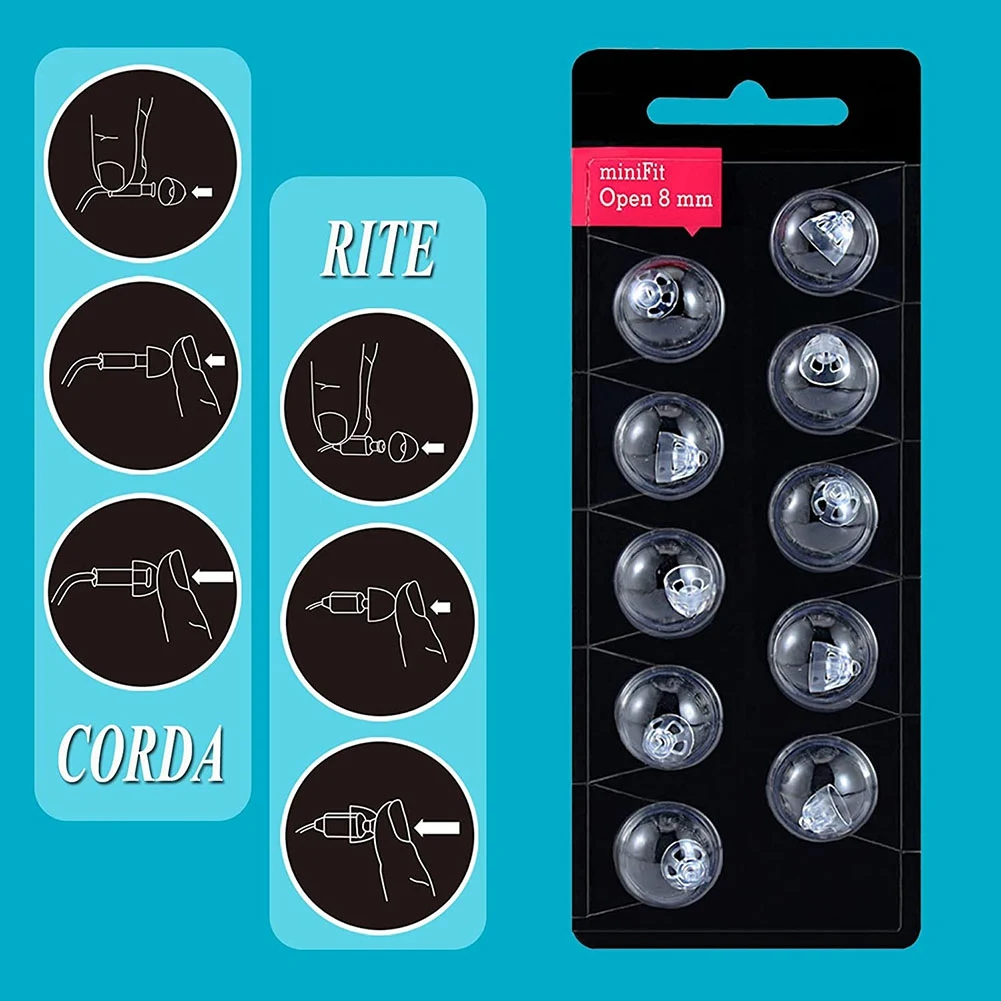 Hearing Aid Domes for MiniFit Open Vent Domes: 2 Packs (8mm),Universal Domes for Hearing Aid Supplies