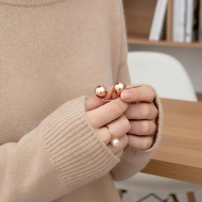2PCS Non Slip Pearl Sleeve Clips No Sew Easy to Use Garment Clips for Shortening Long Sleeves Work Attire