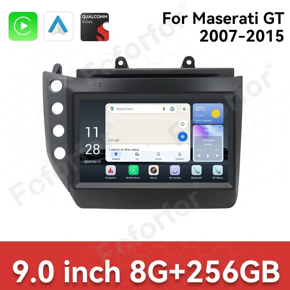 Android 13.0 Qualcomm Auto Radio For Maserati Gran Turismo GT/GC 2007-2015 Multimedia Stereo Audio Player QLED Screen Head Unit