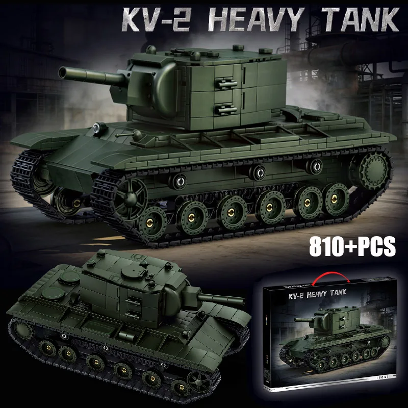 military-world-war-2-soviet-kv-2-heavy-tank-model-building-blocks-bricks-set-moc-ww2-kv-2-main-battle-tanks-toys-for-boy-gifts