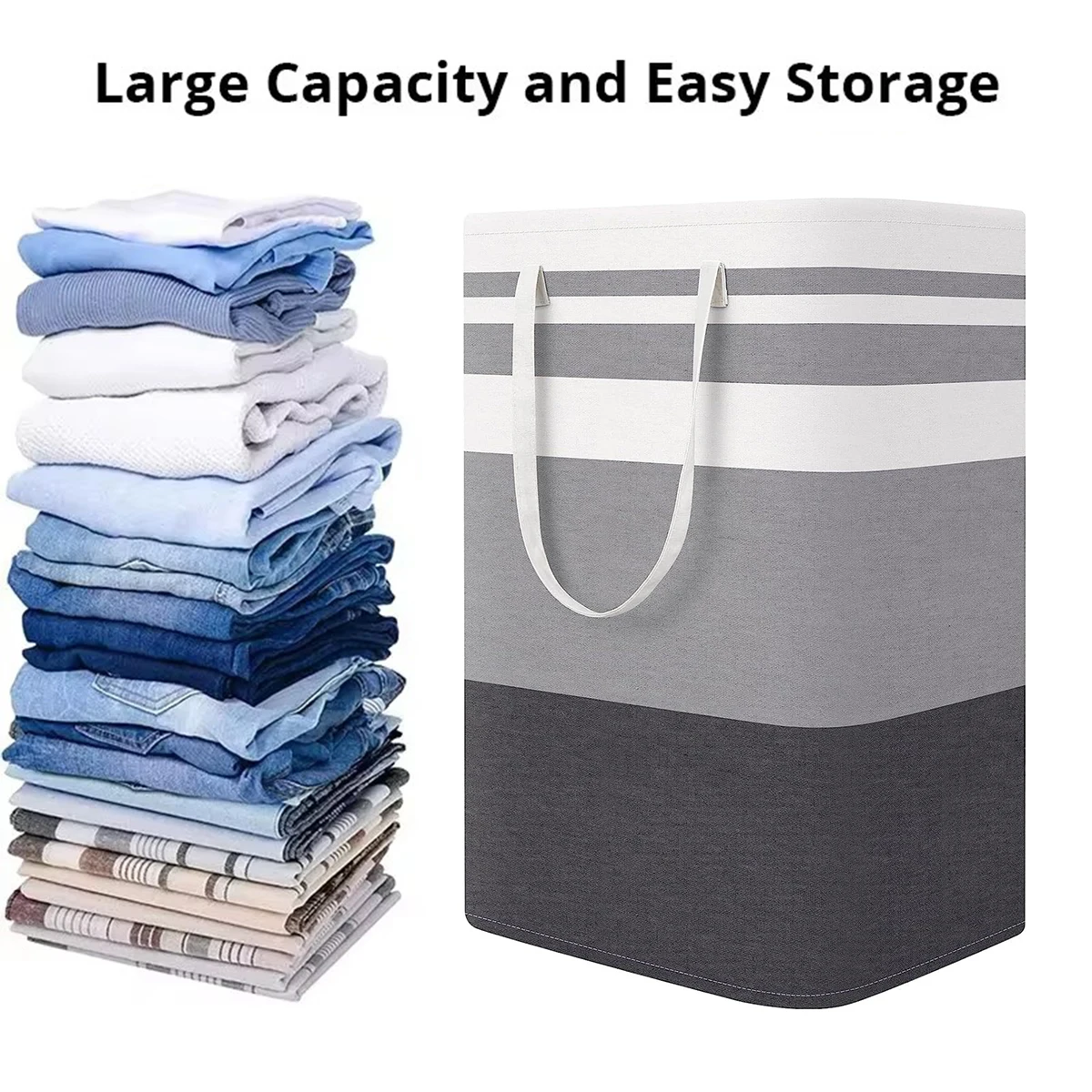 

Large Laundry Freestanding Laundry Basket Foldable Clothes Basket With Handle Household Storage Tools Practical Mixed Color