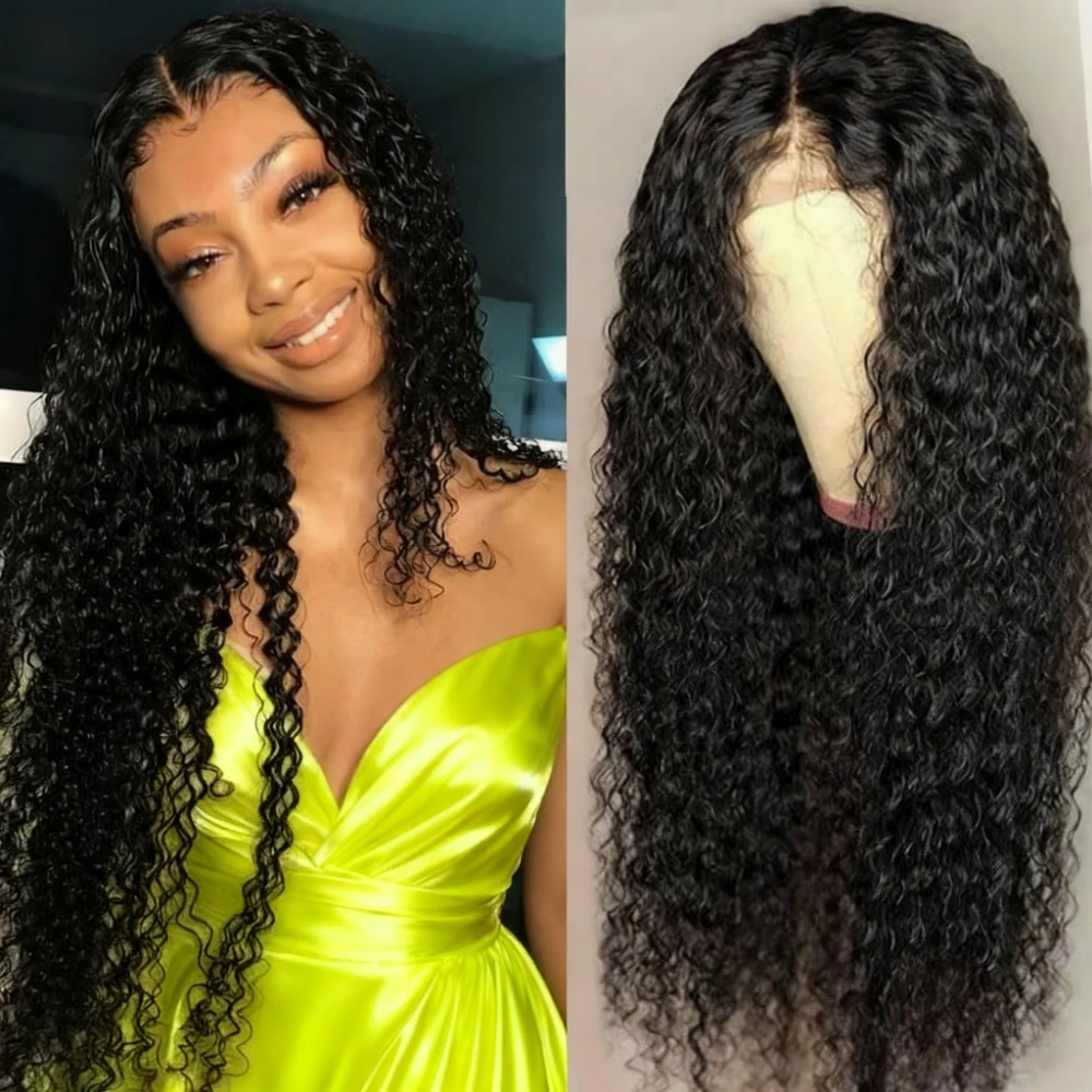 40 بوصة باروكة من شعر طبيعي موجة عميقة 13x6 Hd مجعد الدانتيل غلويليس 100% شعر الإنسان أمامي 5x5 الدانتيل الباروكات 360 شعر مستعار أسود طبيعي مجعد #1