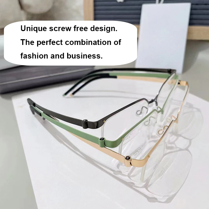 Lunettes en titane pur ultra-légères sans vis pour hommes d'affaires, lunettes irrégulières, monture browline à demi-jante, marque danoise, même design