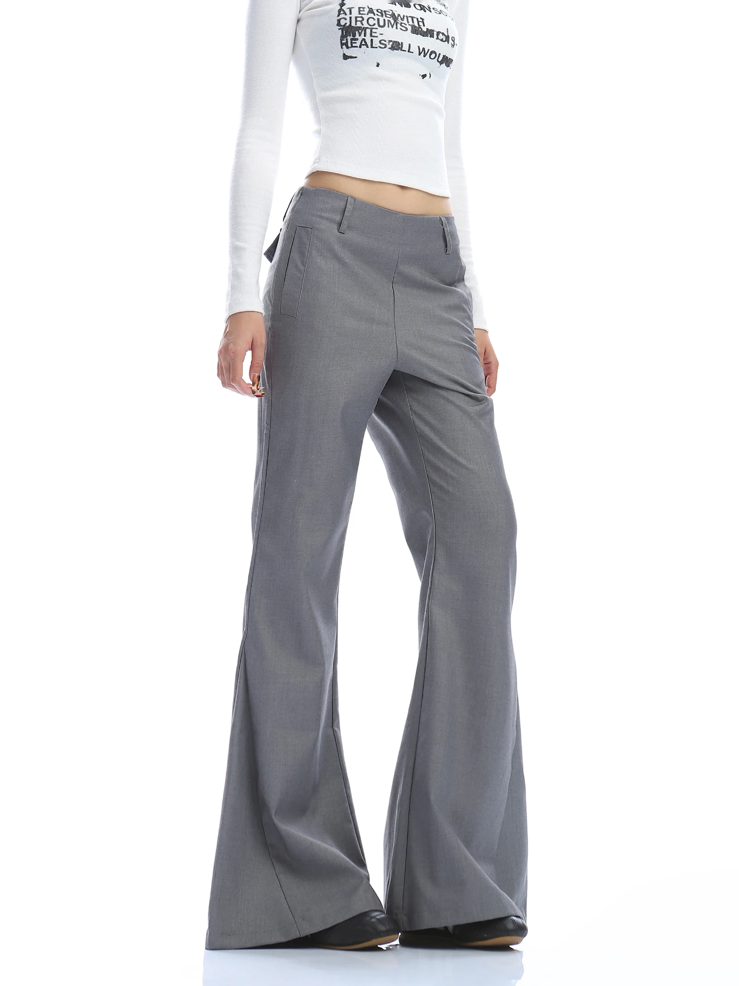 

American Sle High Waist Wide Leg Pants ey Casual Floor Length Trousers for Women Spring Autumn Seasonal Faion