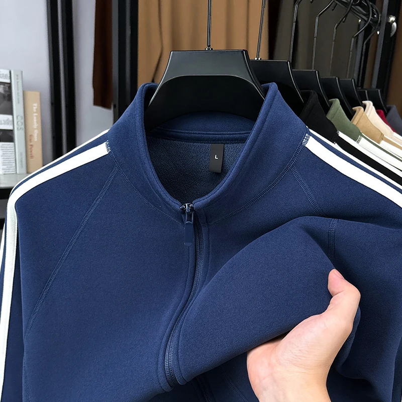 

Autumn and Winter Stand Up Collar Zipper Jacket Men's Hoodie Autumn Thick Jacket Outdoor Casual Sports Top