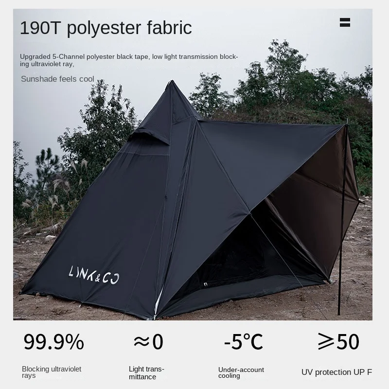 

Outdoor Camping Double Thickened Sunscreen Rain Protection Portable Folding Black Tower Indian Pyramid Tent