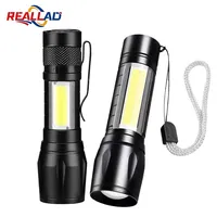 Mini LED Flashlight COB+XPE Portable Torch USB Charging Camping Lantern Zoomable Focus Light Tactical Flashlight with Pen Clip
